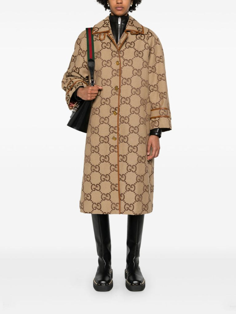 Brown Jumbo Gg Canvas Coat