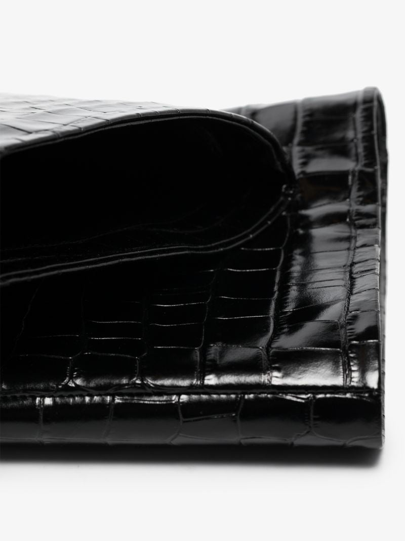 Black 55 Mock Croc Knee-high Leather Boots
