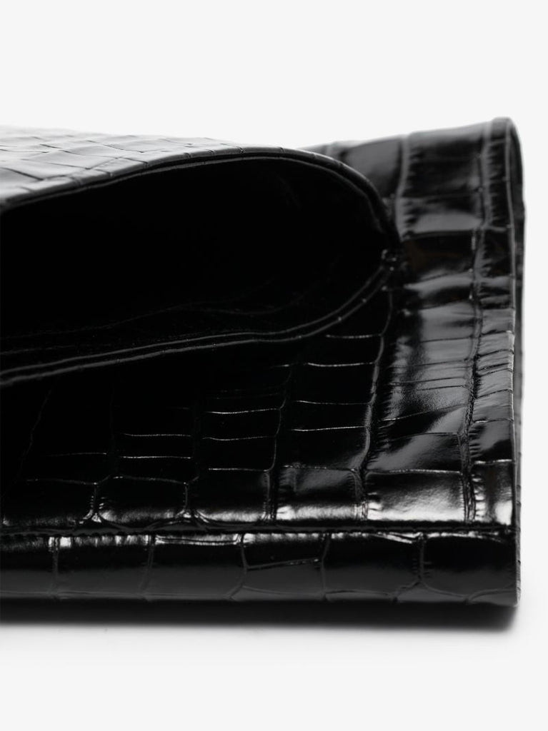 Black 55 Mock Croc Knee-high Leather Boots