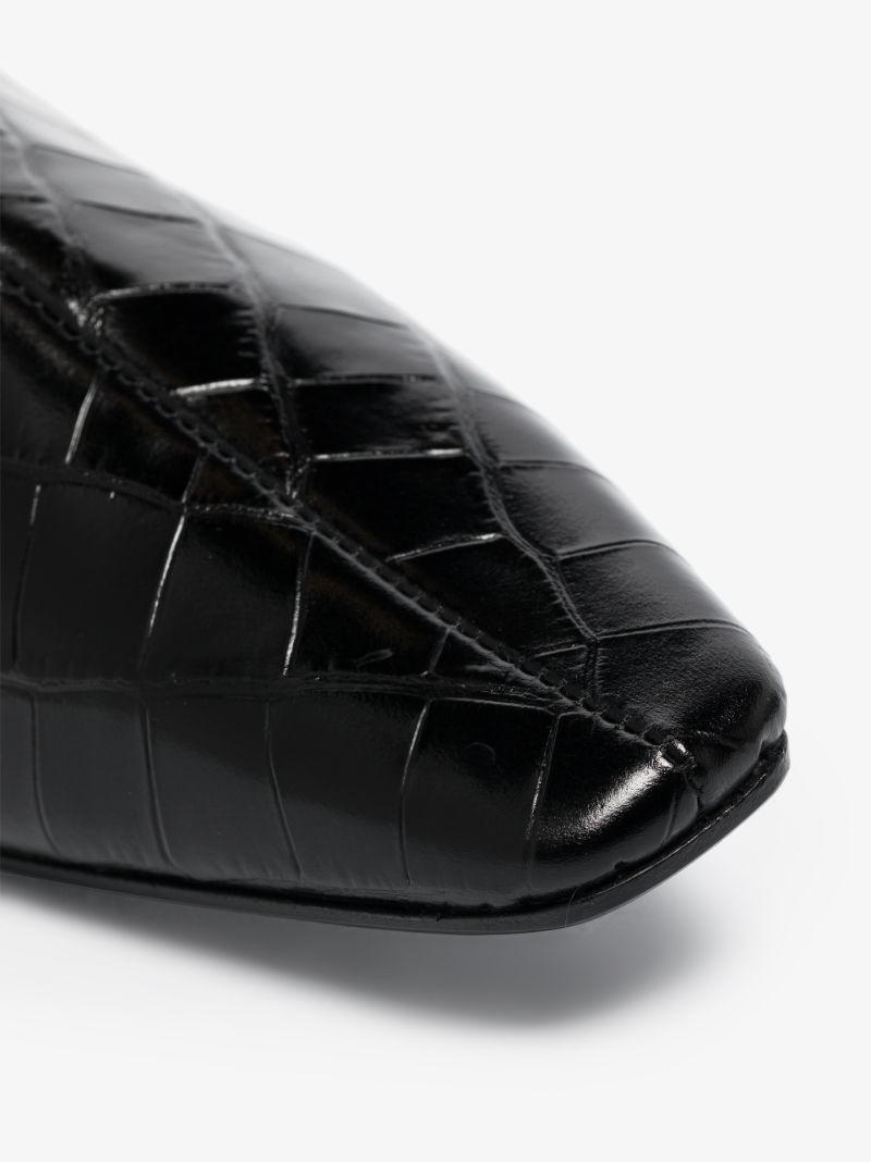 Black 55 Mock Croc Knee-high Leather Boots
