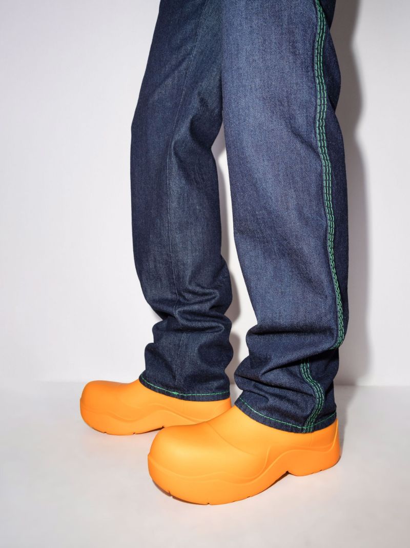 Orange Puddle Rubber Ankle Boots