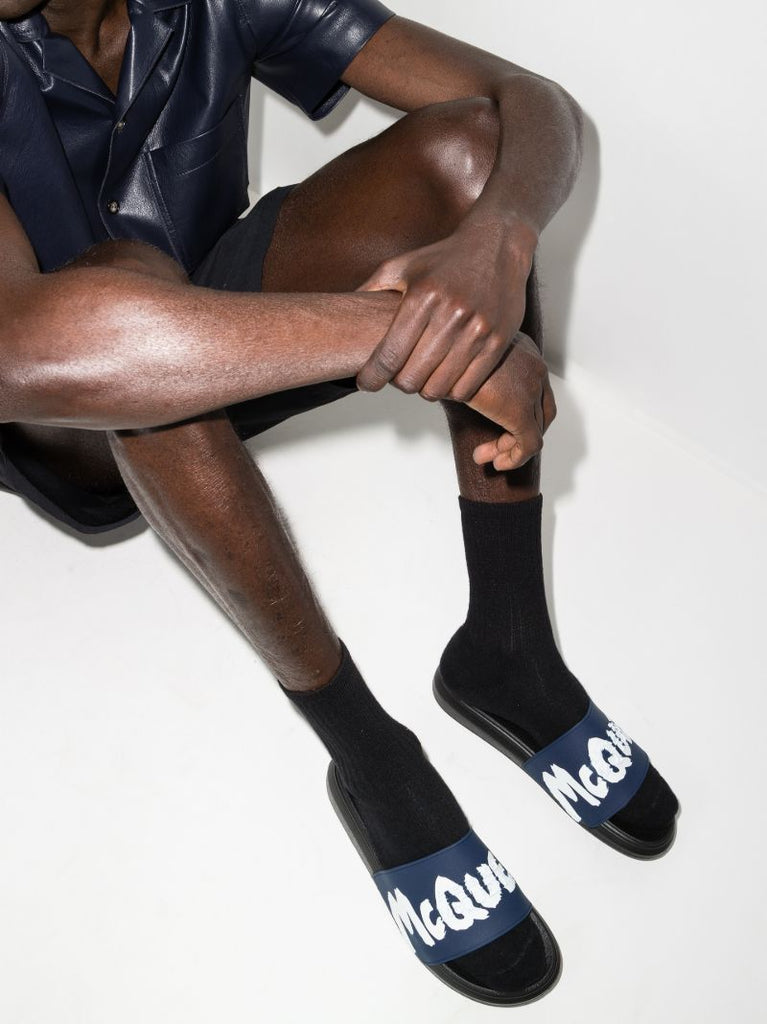 Blue and Black Graffiti Logo Slides