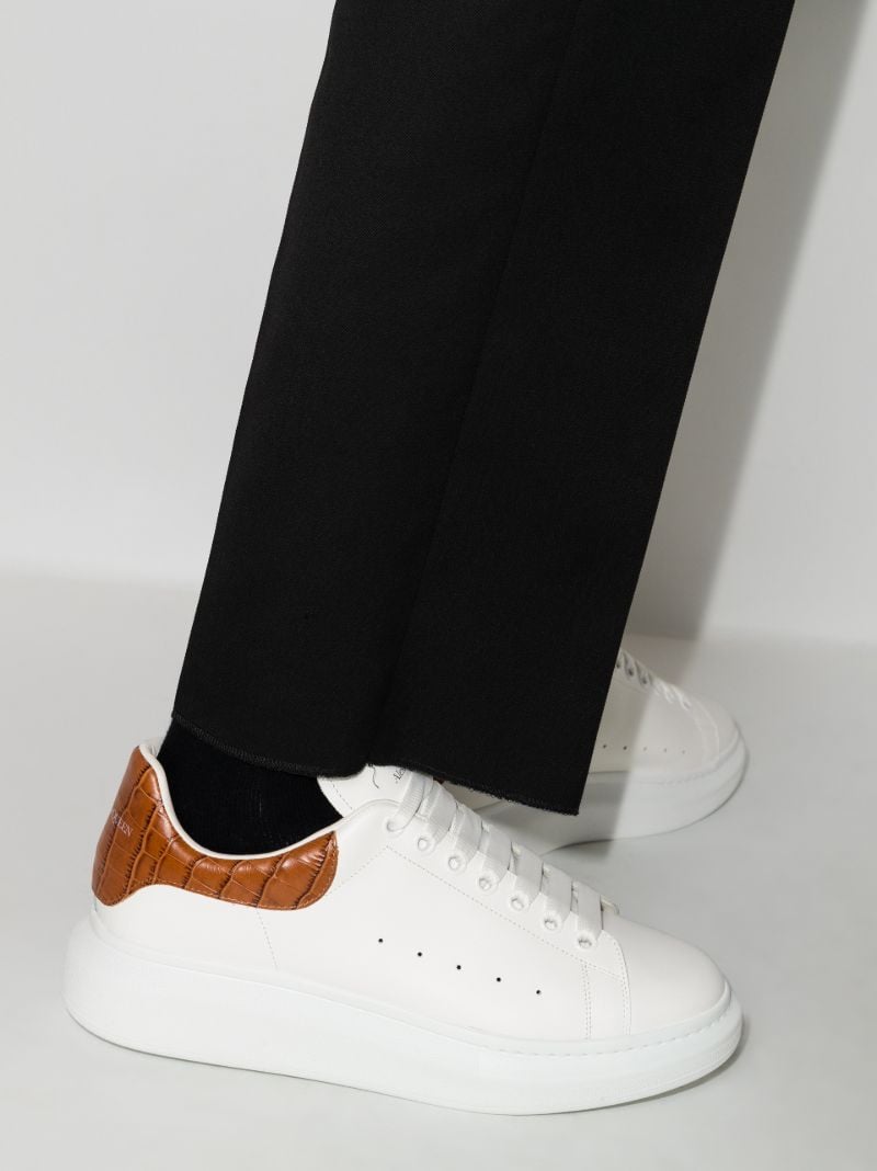 White and Brown Mock Croc Oversized Sneakers