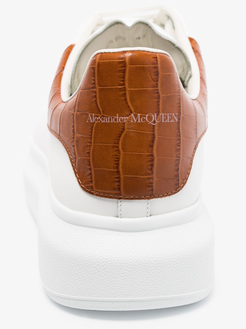 White and Brown Mock Croc Oversized Sneakers