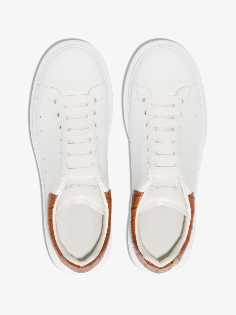 White and Brown Mock Croc Oversized Sneakers