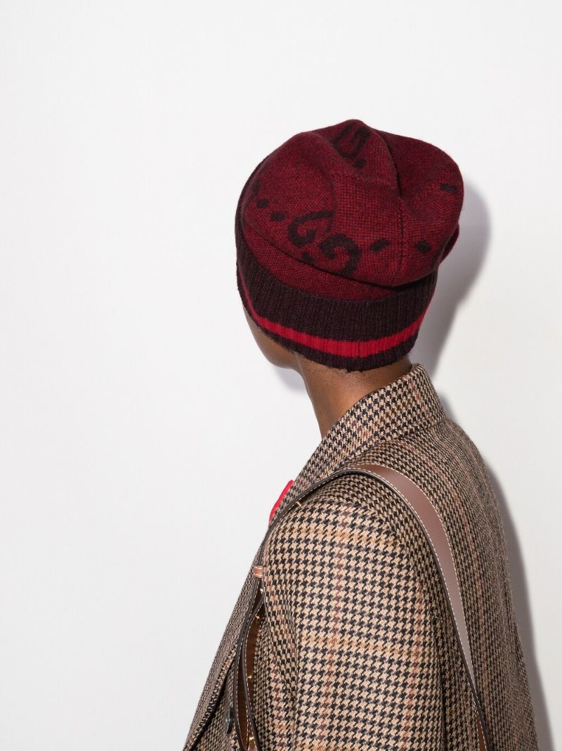 Red Gg Cashmere Beanie Hat