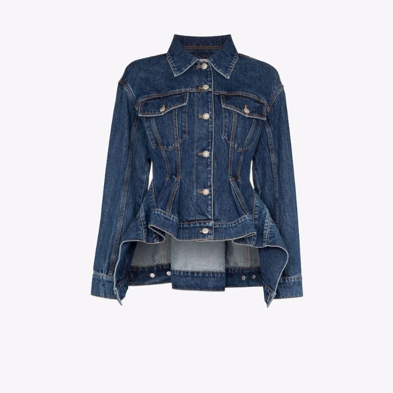 Peplum-waist Denim Jacket