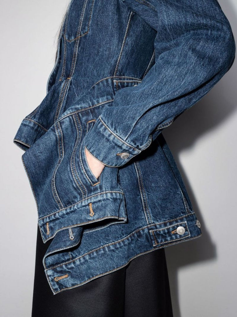 Peplum-waist Denim Jacket