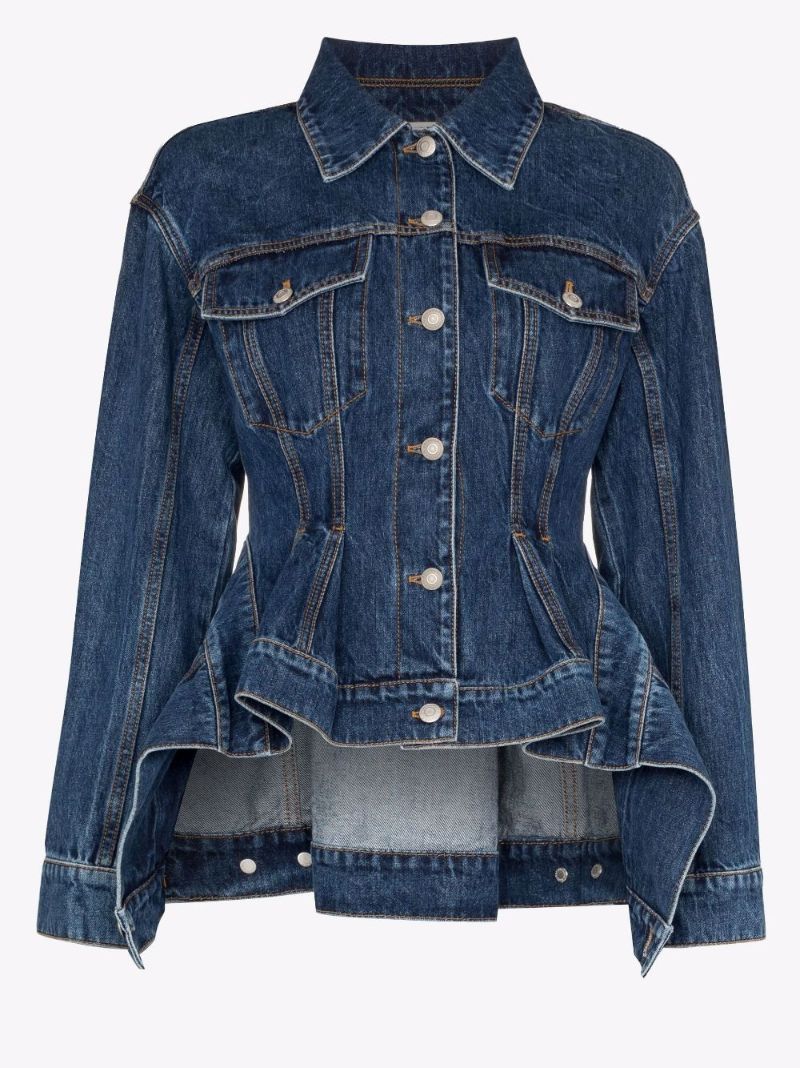 Peplum-waist Denim Jacket