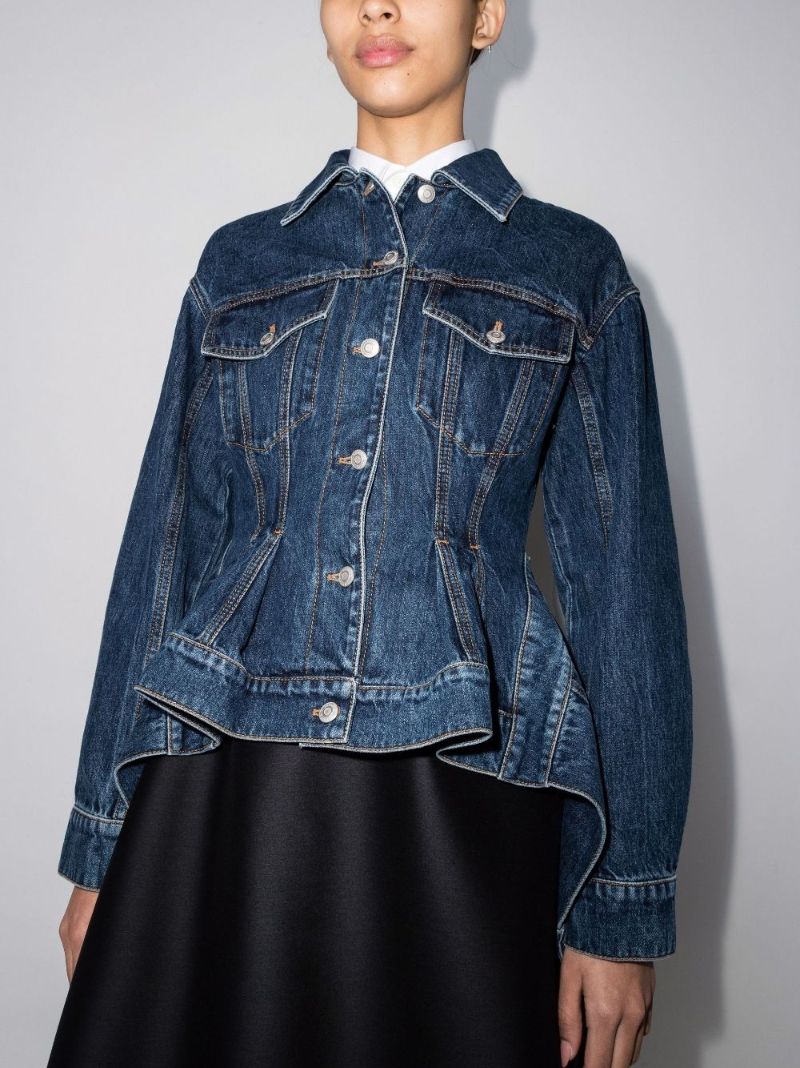 Peplum-waist Denim Jacket