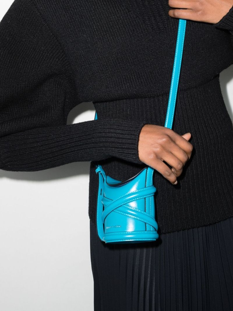 Blue the Curve Mini Leather Cross Body Bag