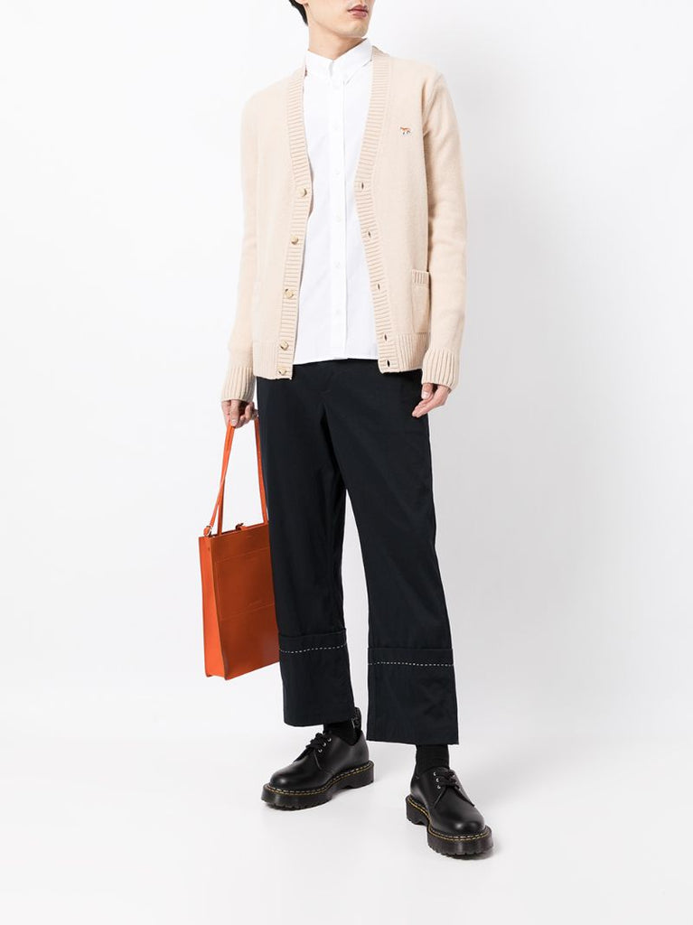 White Fox Head Embroidered Cotton Shirt