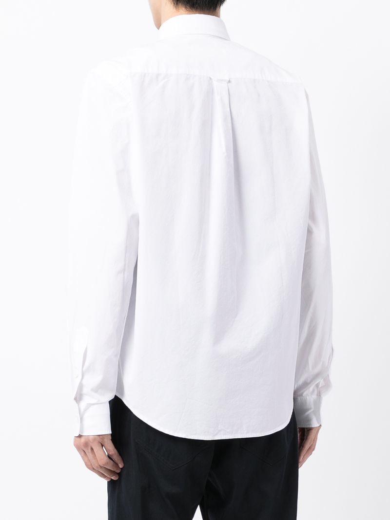 White Fox Head Embroidered Cotton Shirt