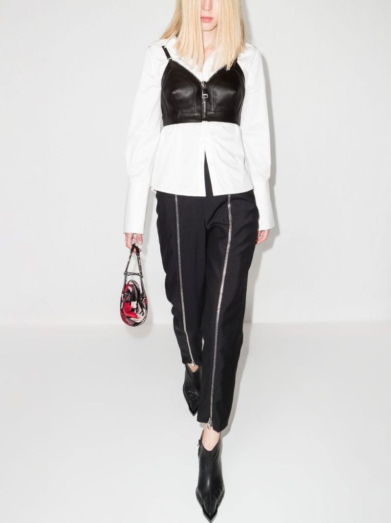 Zip-up Leather Bra Top