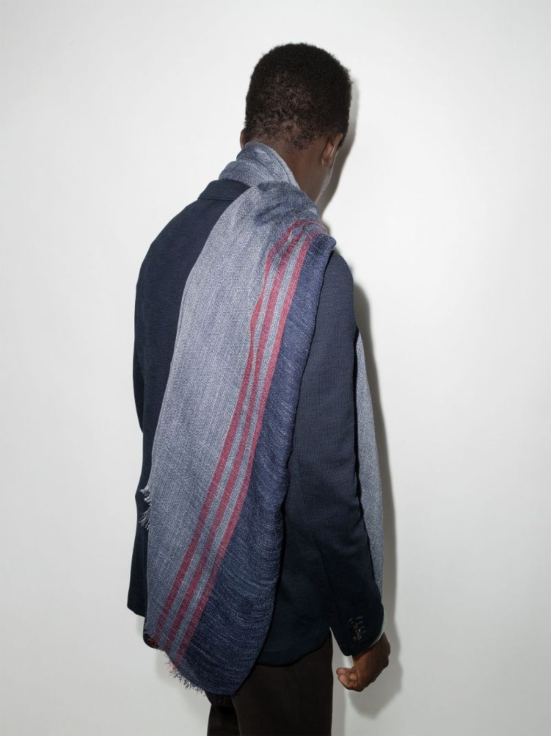 Blue Stripe Silk Scarf