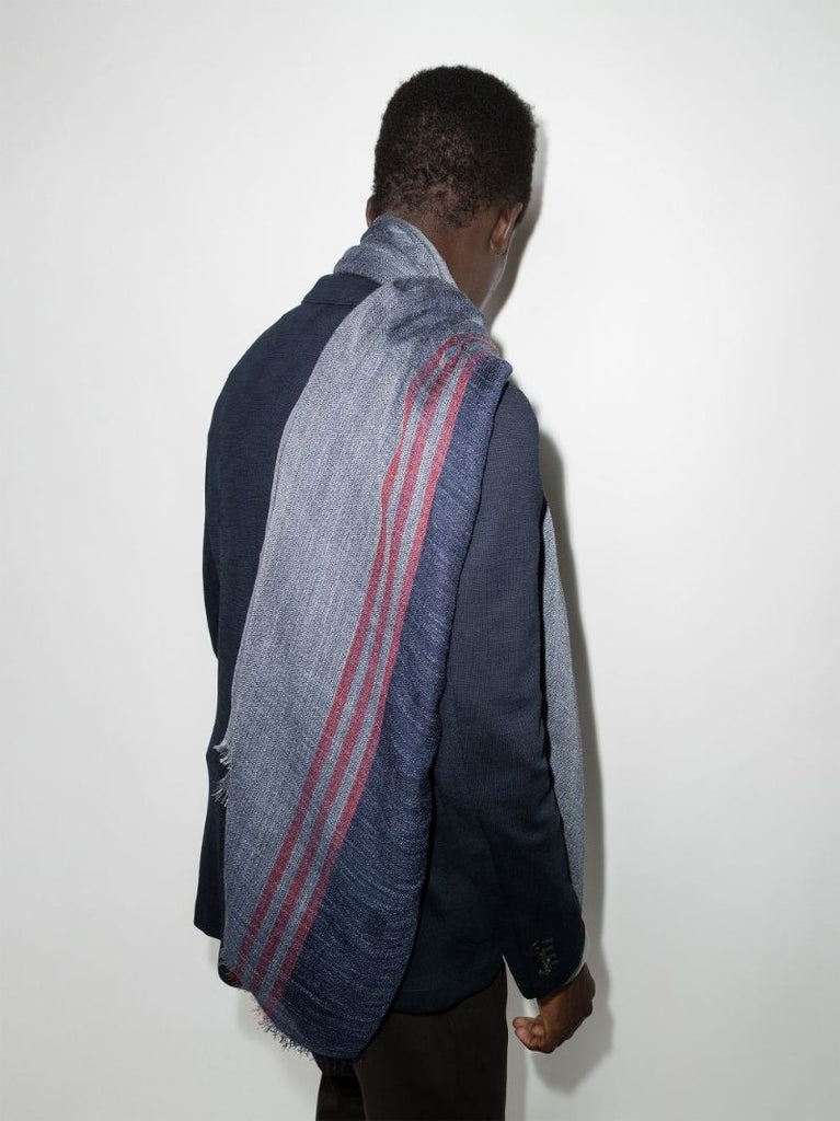 Blue Stripe Silk Scarf