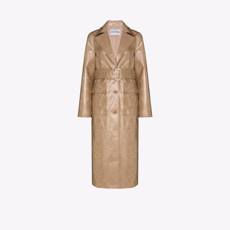Vada Faux Leather Trench Coat