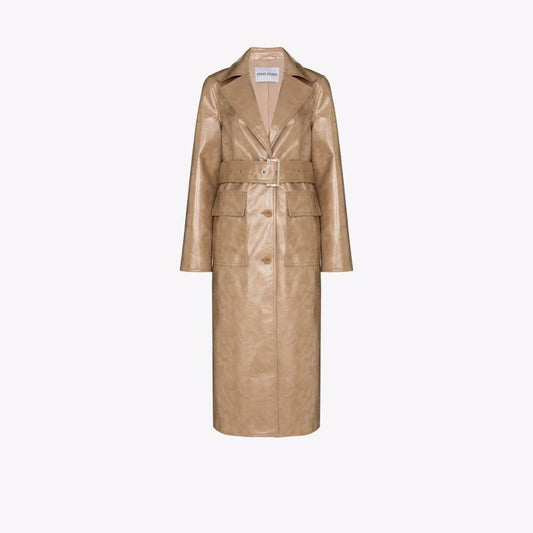 Vada Faux Leather Trench Coat