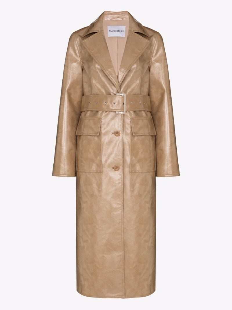 Vada Faux Leather Trench Coat