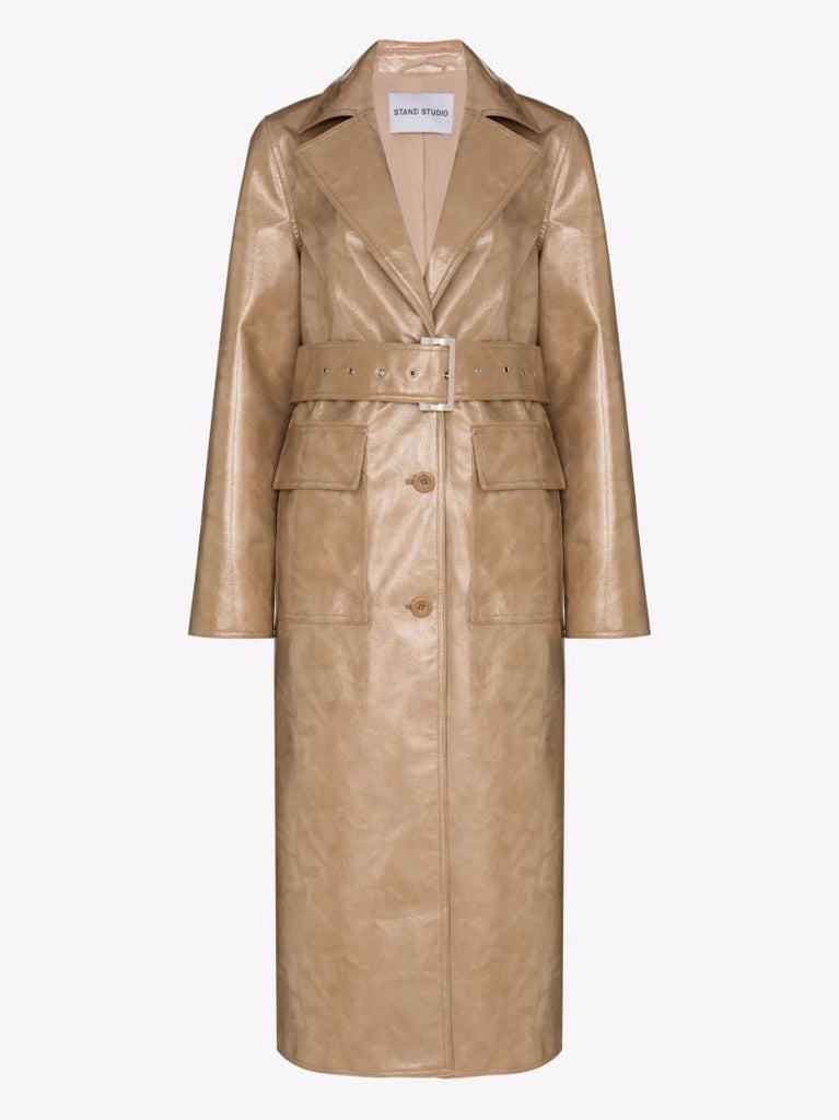 Vada Faux Leather Trench Coat