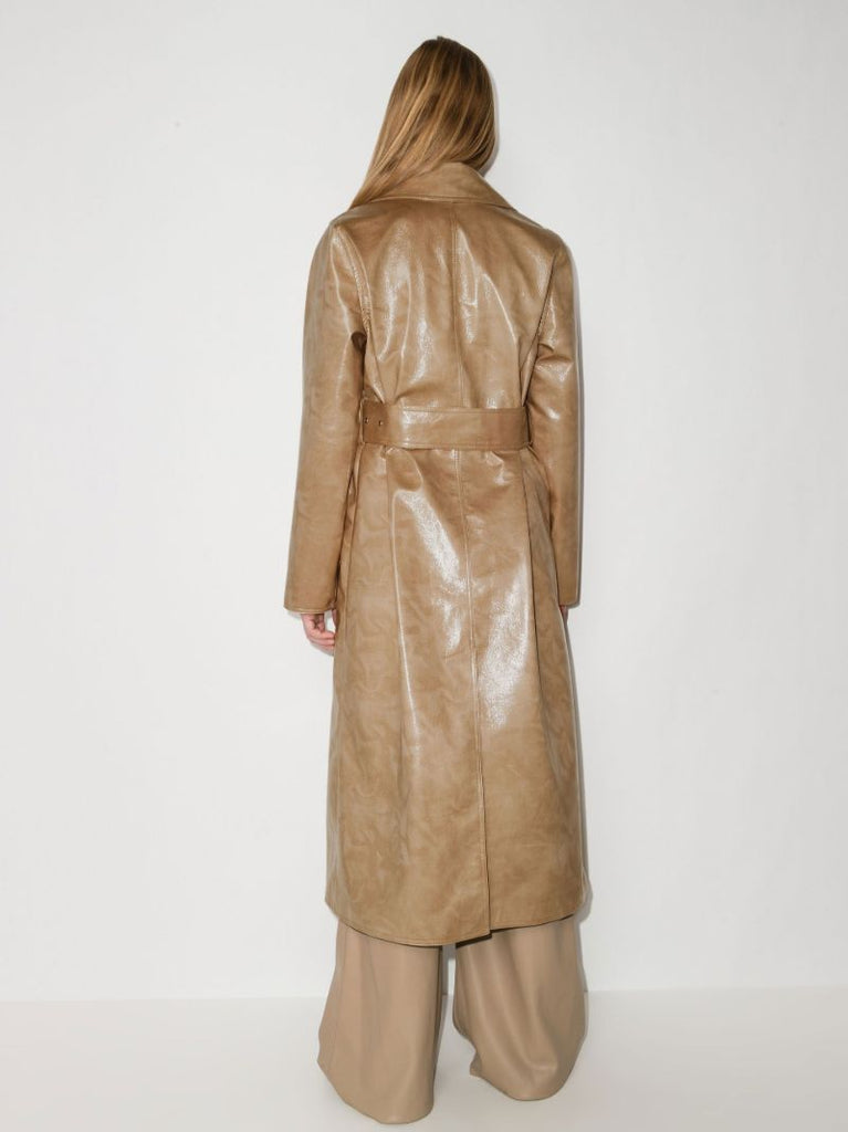 Vada Faux Leather Trench Coat