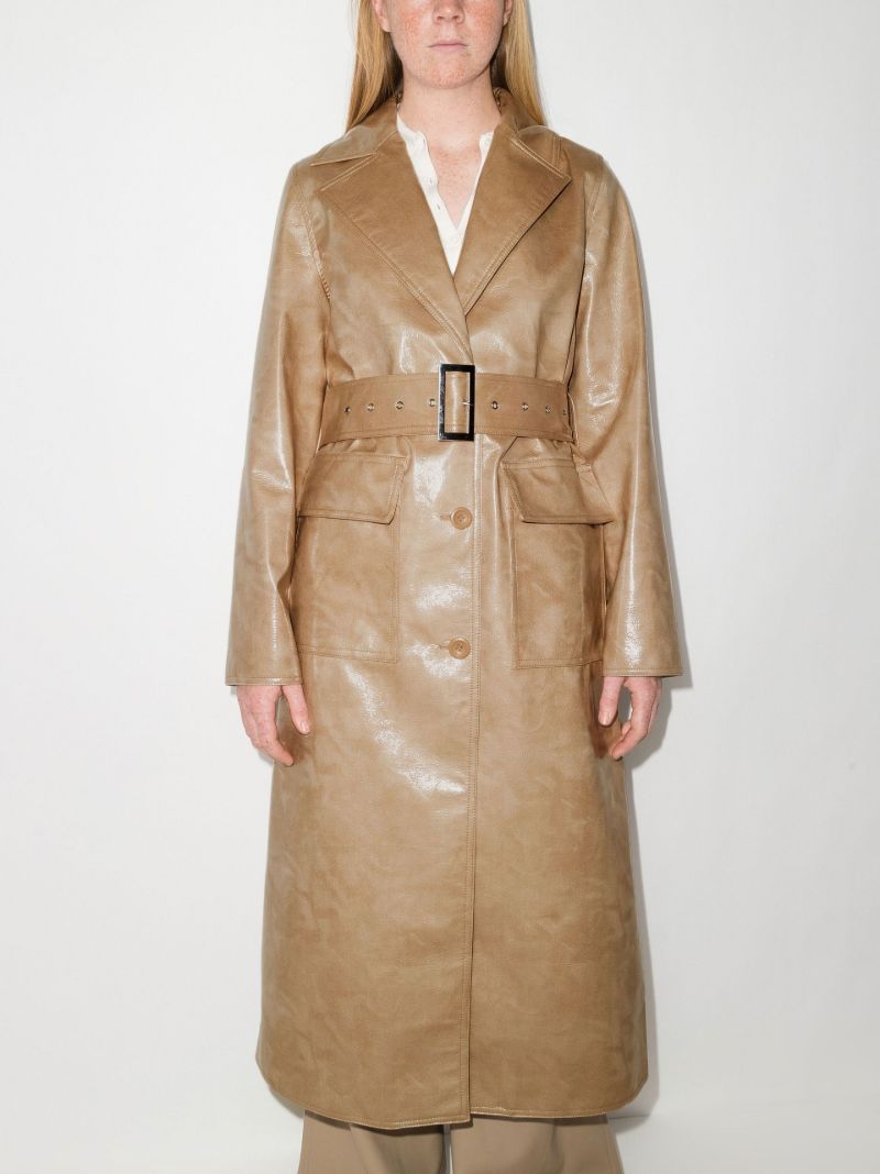 Vada Faux Leather Trench Coat