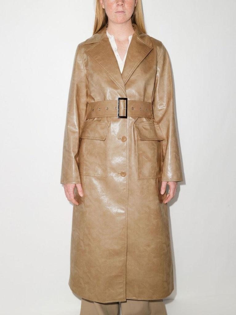 Vada Faux Leather Trench Coat