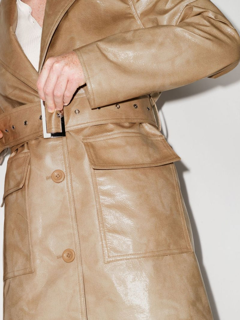 Vada Faux Leather Trench Coat
