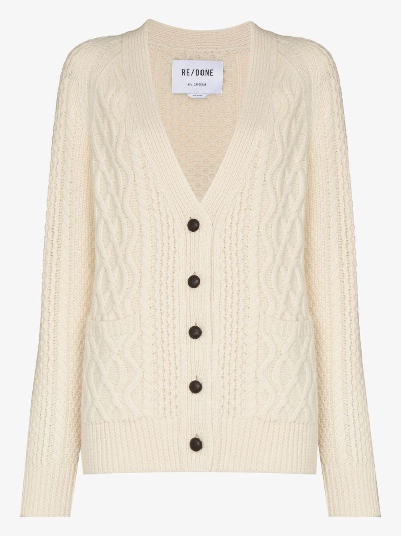 '90s Cable Knit Wool Cardigan