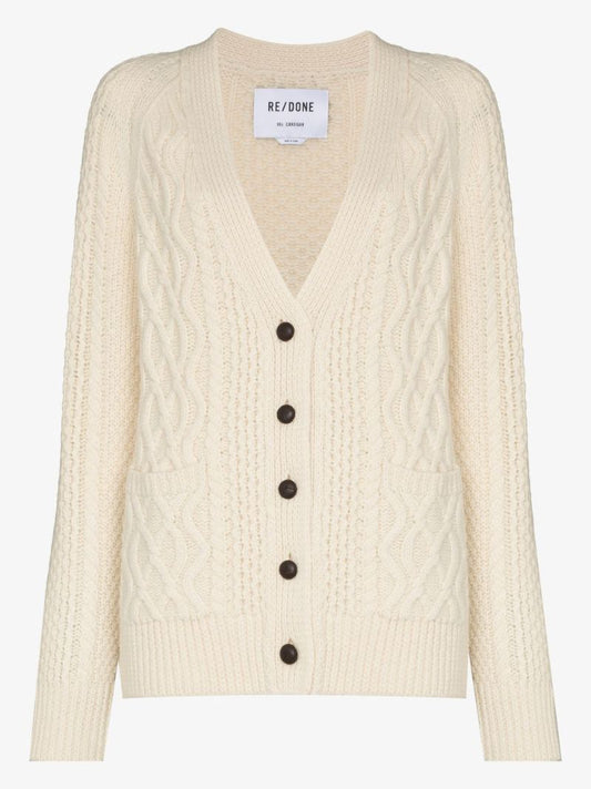 '90s Cable Knit Wool Cardigan