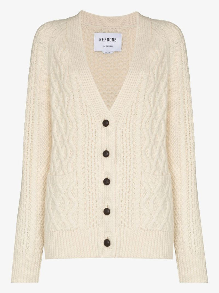 '90s Cable Knit Wool Cardigan