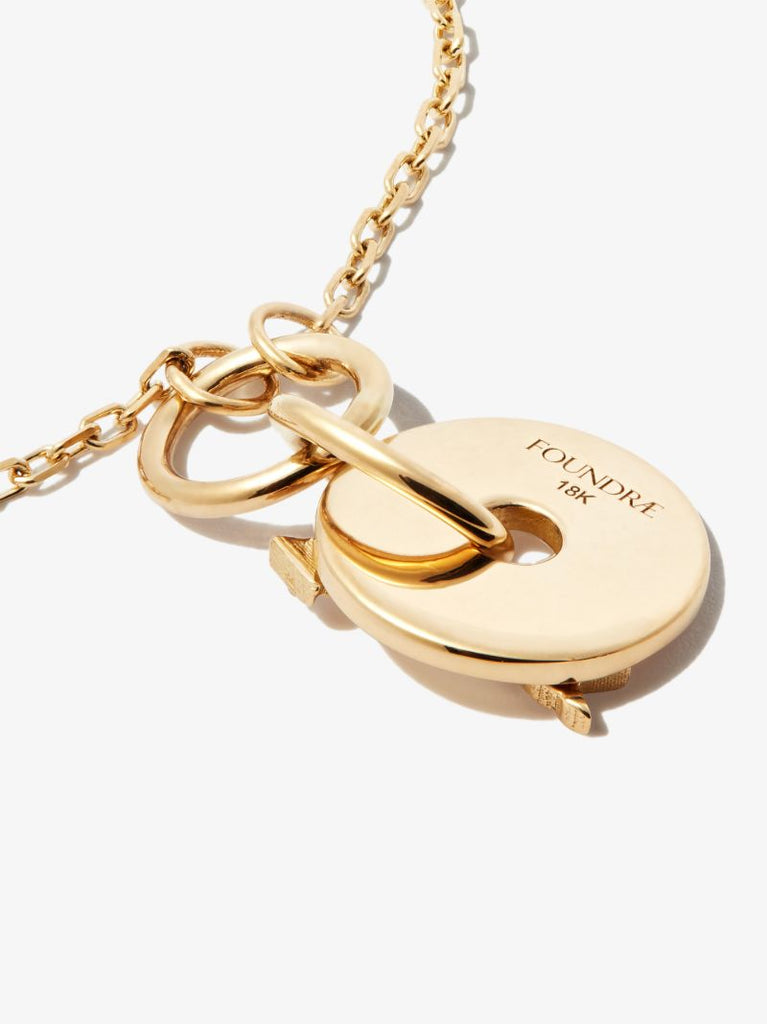 18k Yellow Gold Arrow Diamond Charm Necklace
