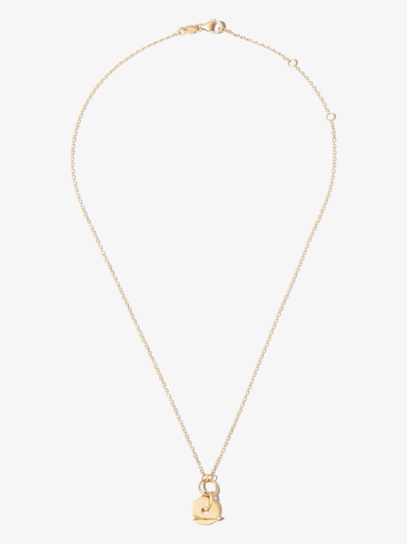 18k Yellow Gold Arrow Diamond Charm Necklace