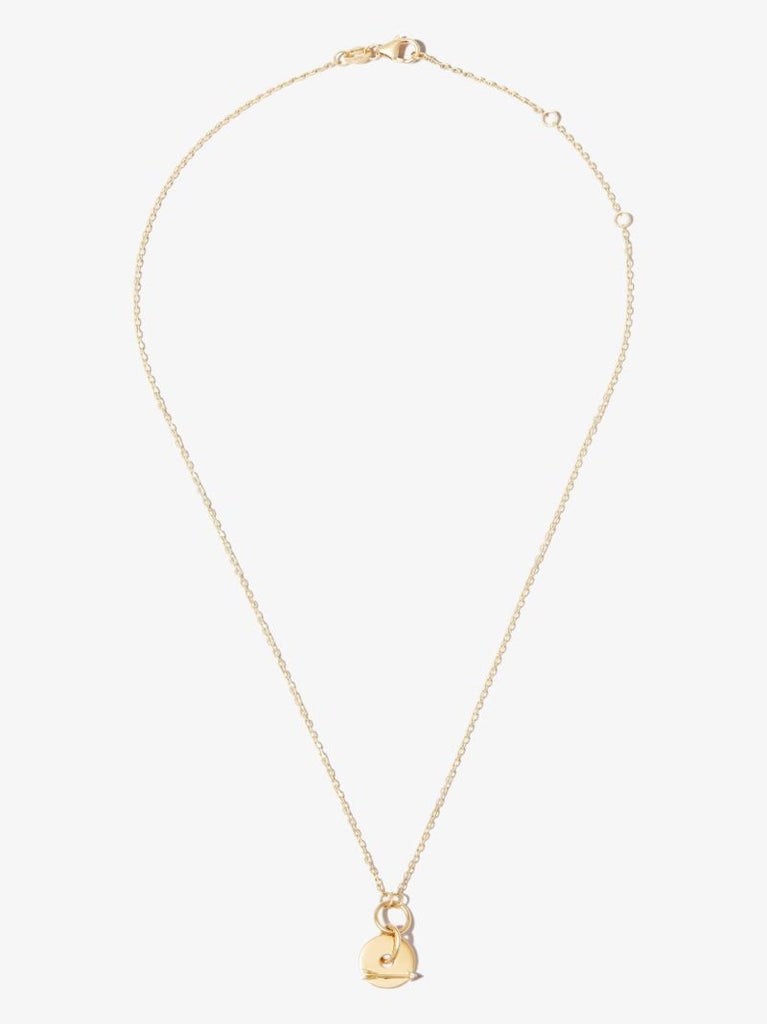 18k Yellow Gold Arrow Diamond Charm Necklace