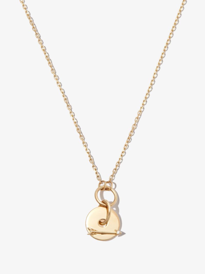 18k Yellow Gold Arrow Diamond Charm Necklace
