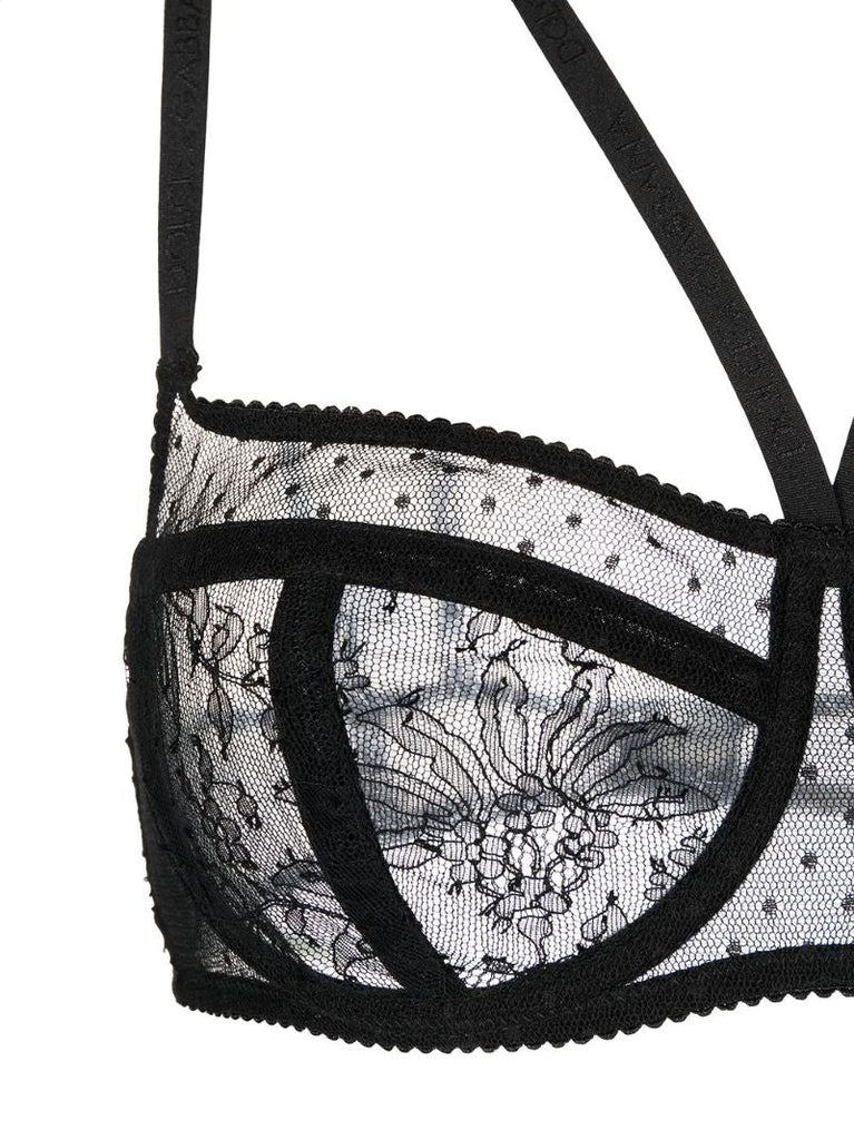 Black Floral Lace Balcony Bra