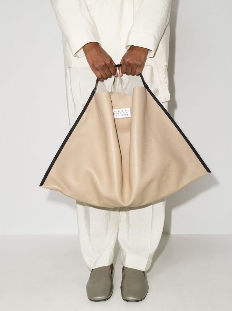 Neutral Mouchoir Leather Tote Bag