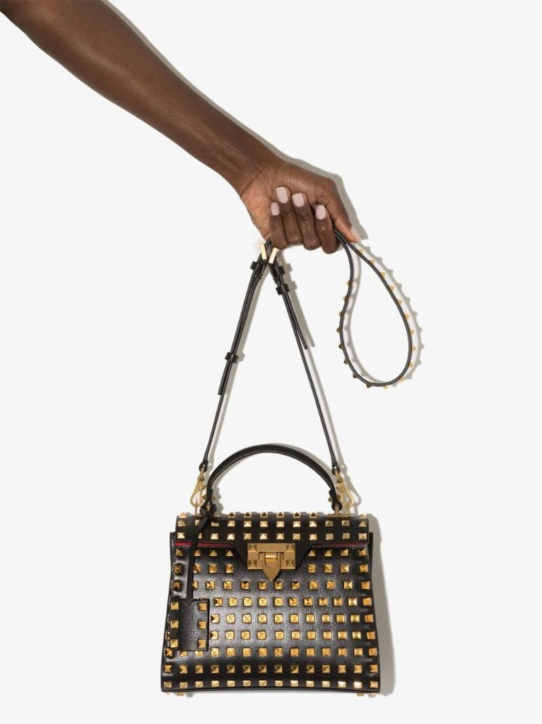 Black Rockstud Alcove Small Leather Shoulder Bag