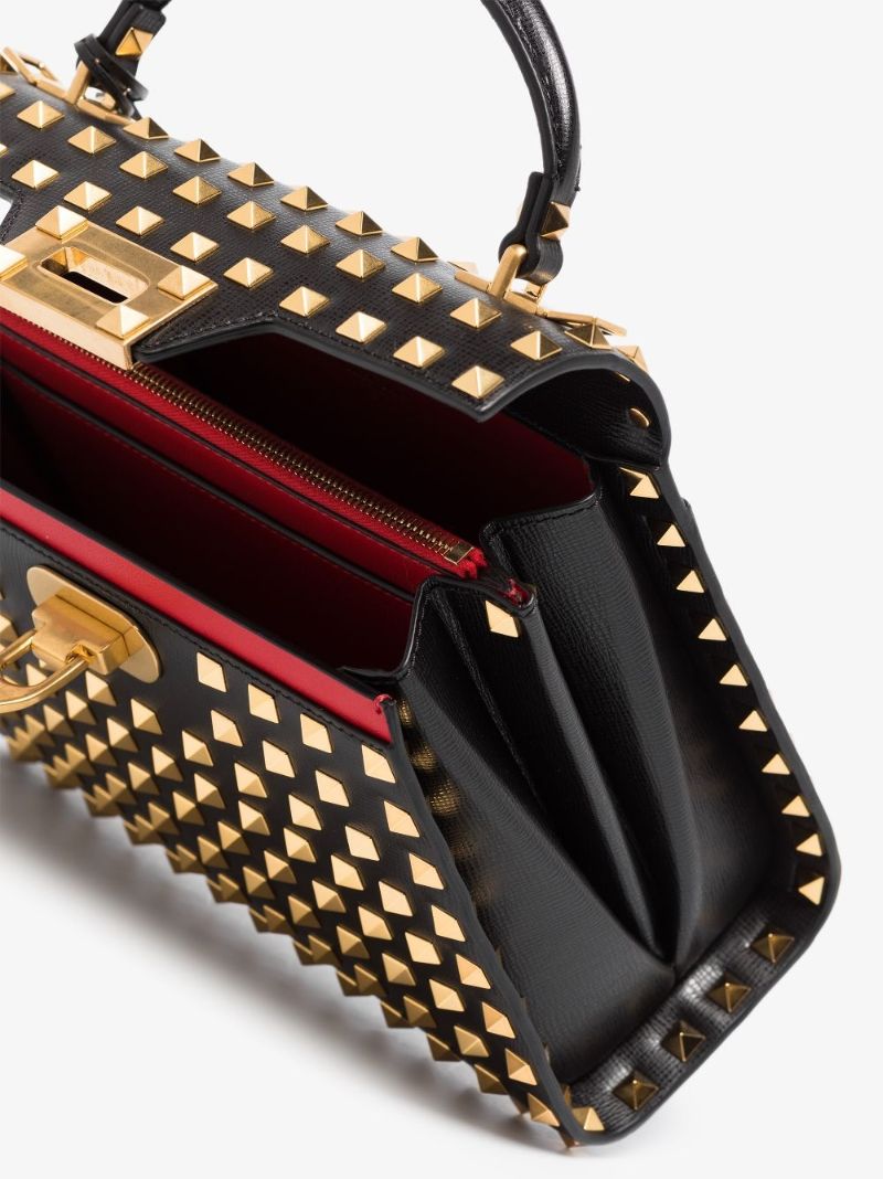 Black Rockstud Alcove Small Leather Shoulder Bag