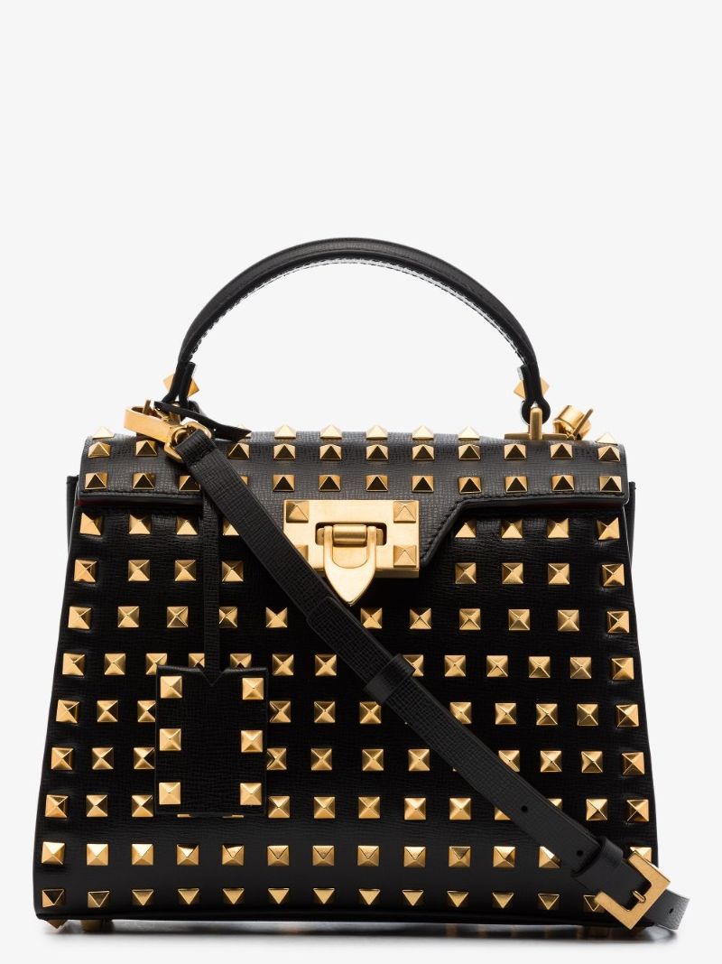 Black Rockstud Alcove Small Leather Shoulder Bag