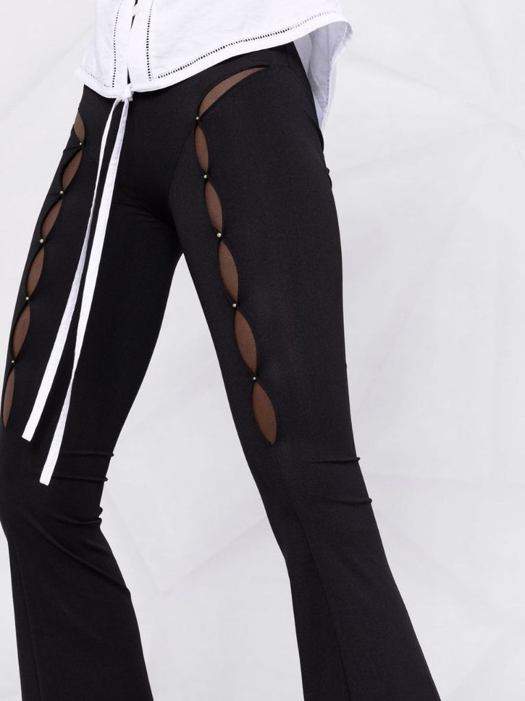 Black Cut-out Flared Trousers
