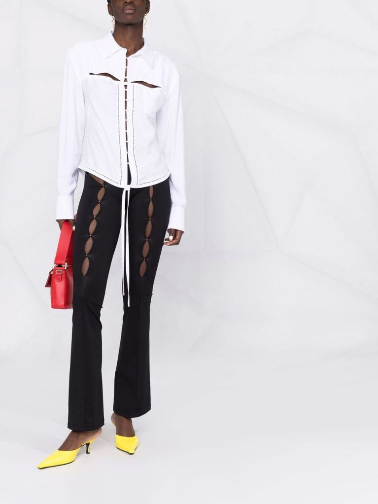 Black Cut-out Flared Trousers