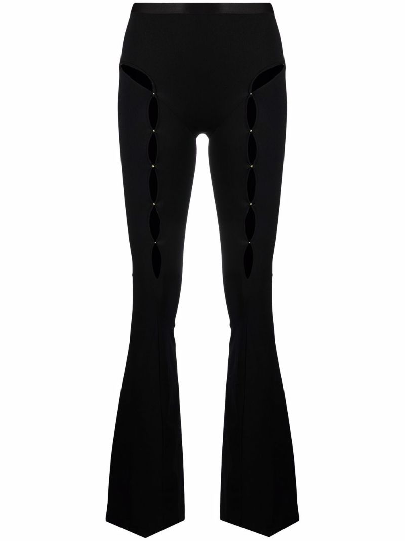 Black Cut-out Flared Trousers