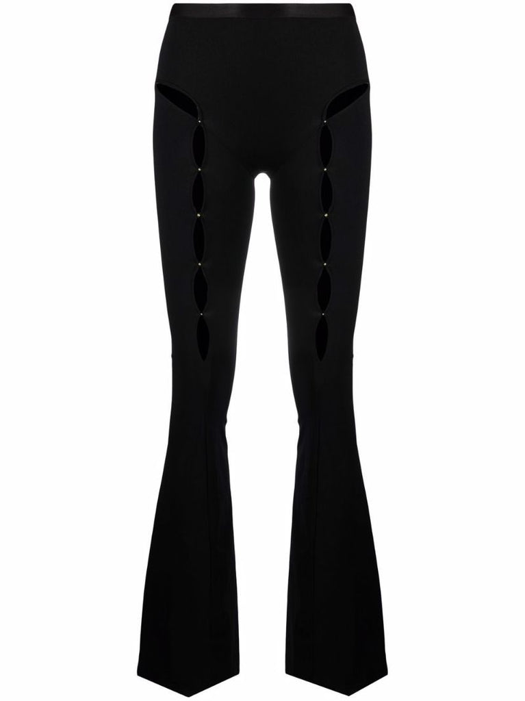 Black Cut-out Flared Trousers
