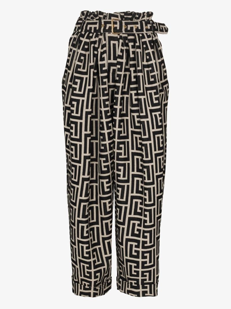 Belted Monogram Wool Trousers