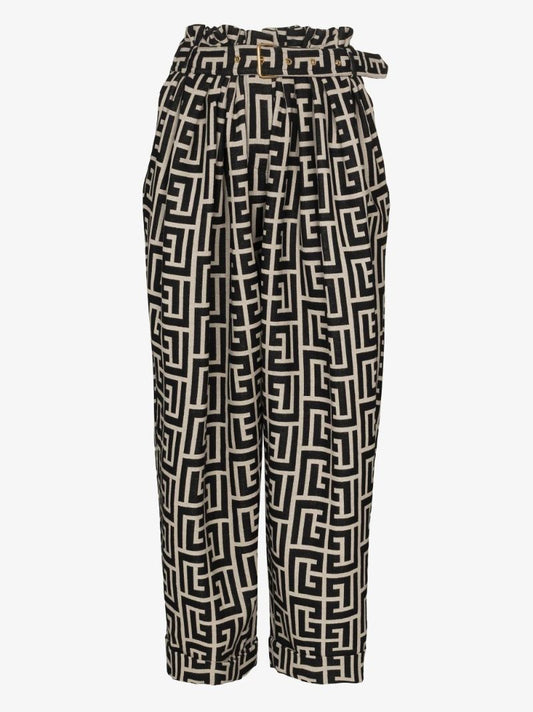Belted Monogram Wool Trousers