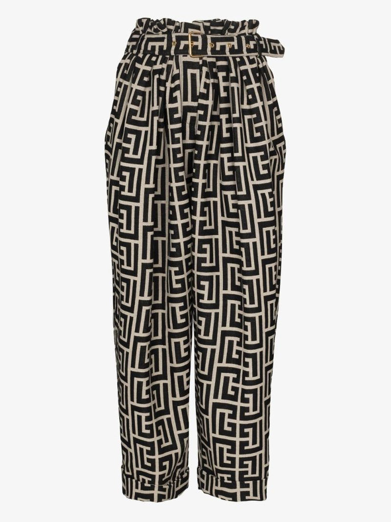 Belted Monogram Wool Trousers
