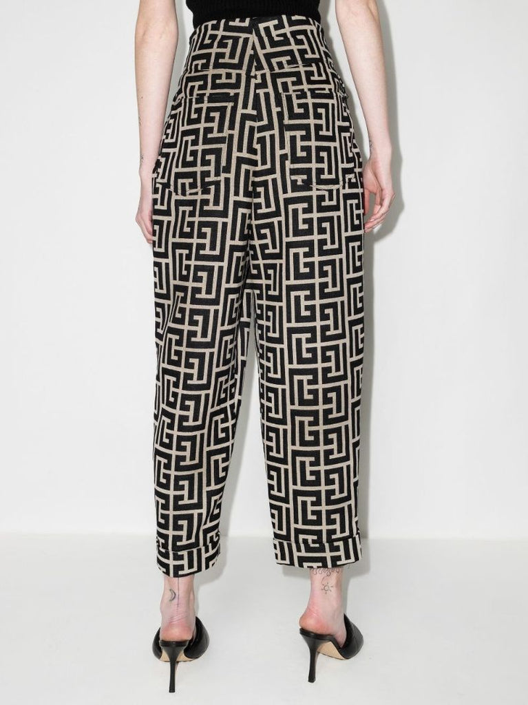 Belted Monogram Wool Trousers