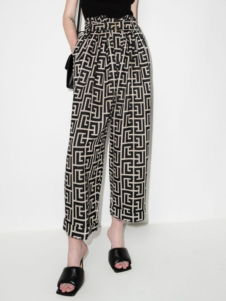 Belted Monogram Wool Trousers