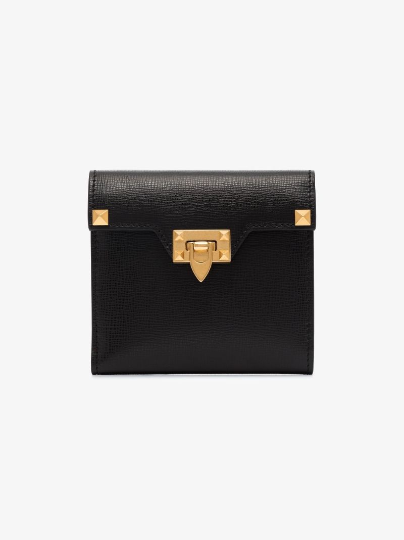 Black Rockstud Alcove Leather Wallet